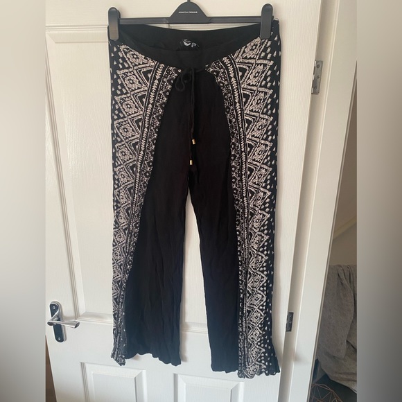 Primark Pants - Size 14 black wide leg harem flared trousers
